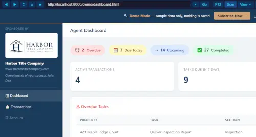 Your logo inside the agent's VREA Tracker dashboard